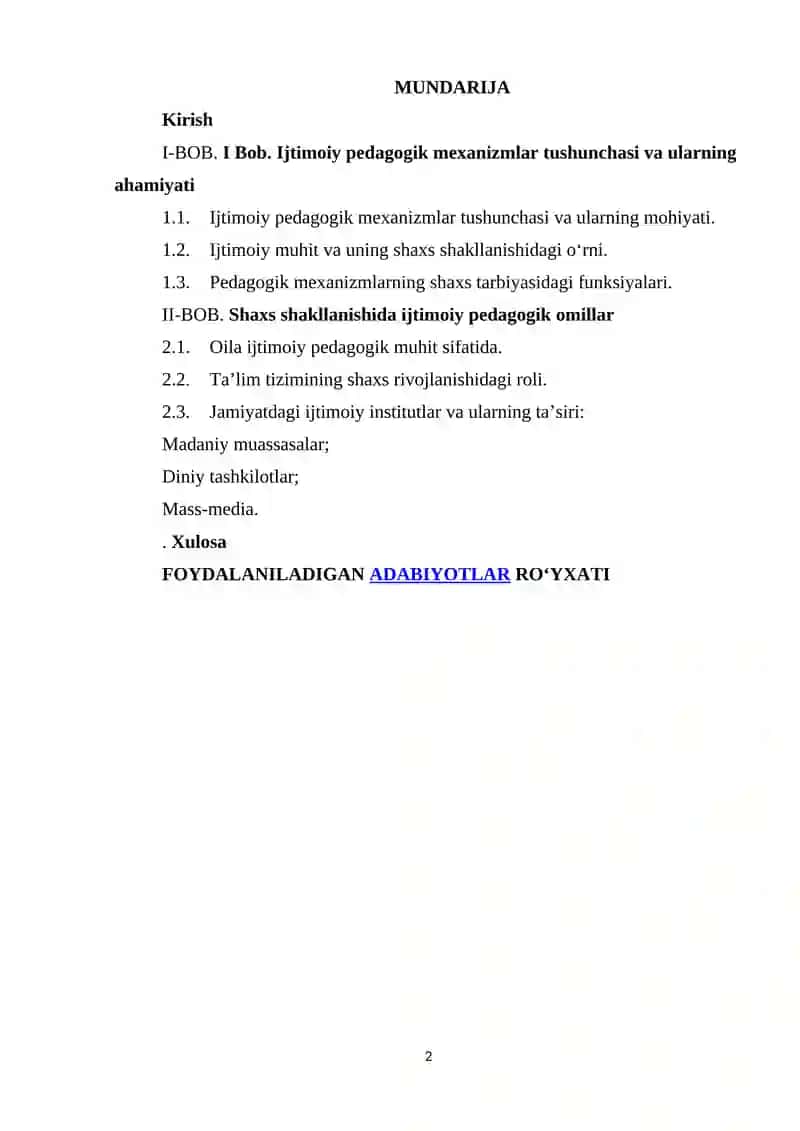 Ijtimoiy pedagogik mexanizmlarning shaxs shakllanishiga ta’siri. 2