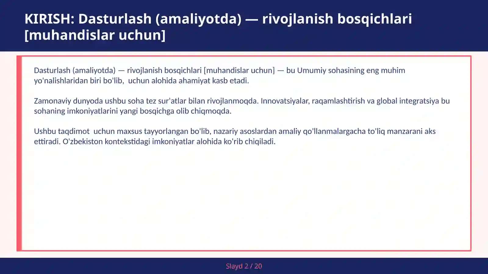 Dasturlash (amaliyotda) — rivojlanish bosqichlari [muhandislar uchun] 2