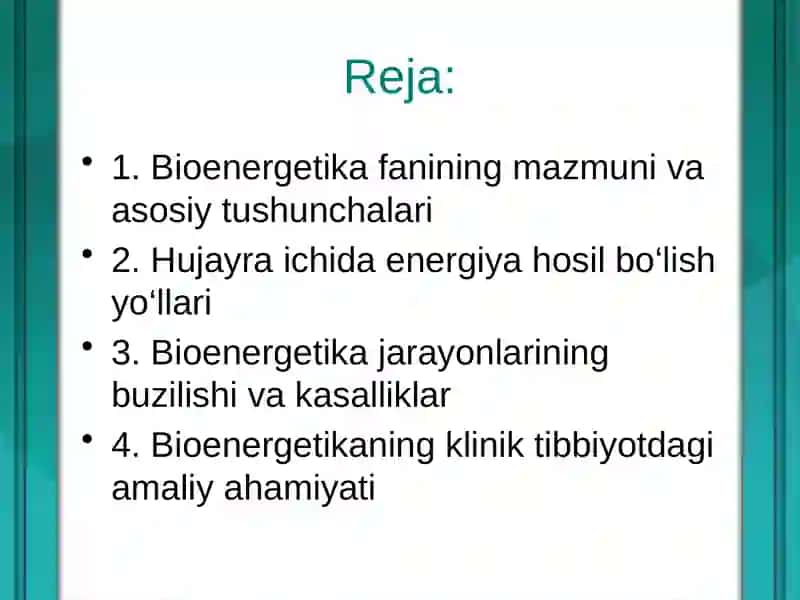 Bioenergetikaning tibbiy ahamiyati 2