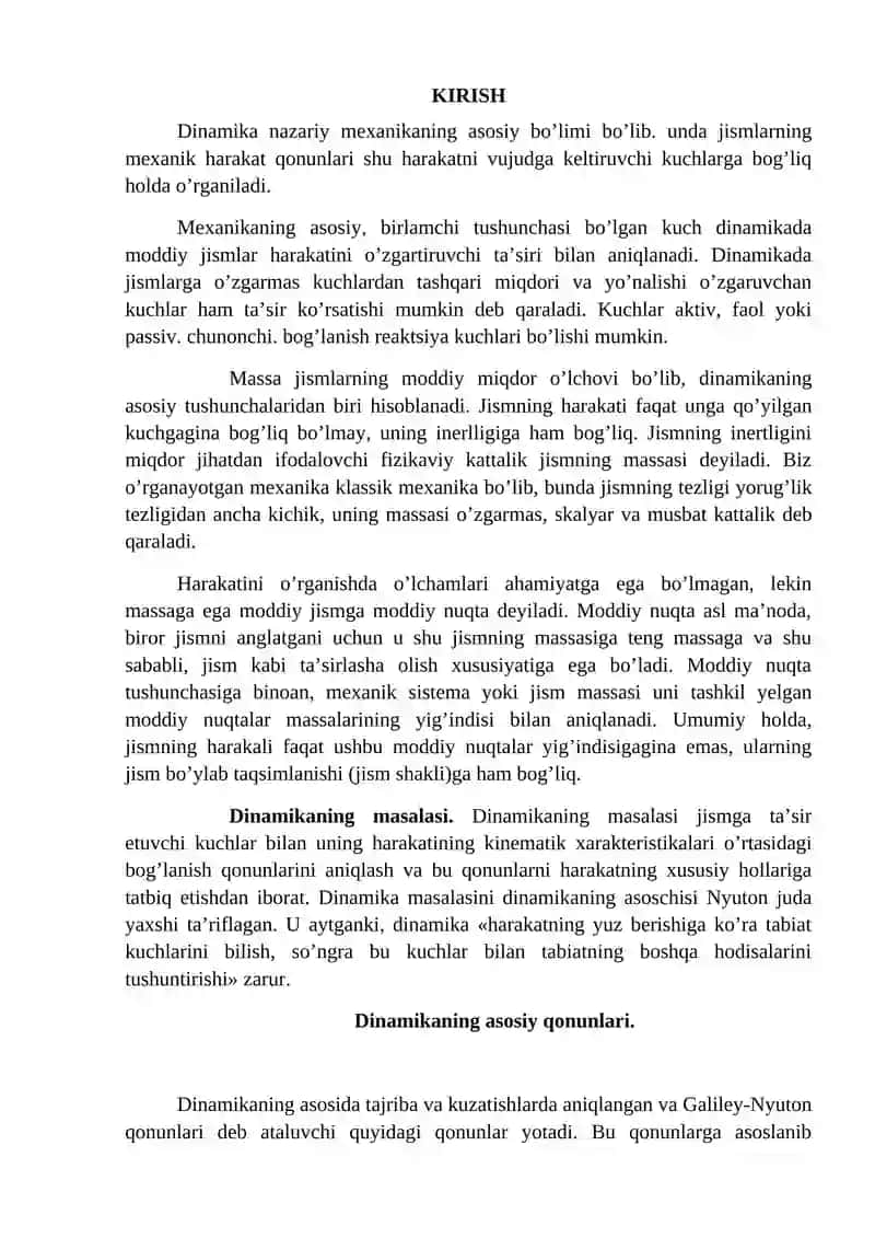 DINAMIKANING ASOSIY TENGLAMASI 2
