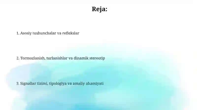 Yuksak nerv faoliyati I.P.Pavlov ta'limotining asosiy qoidalari 2