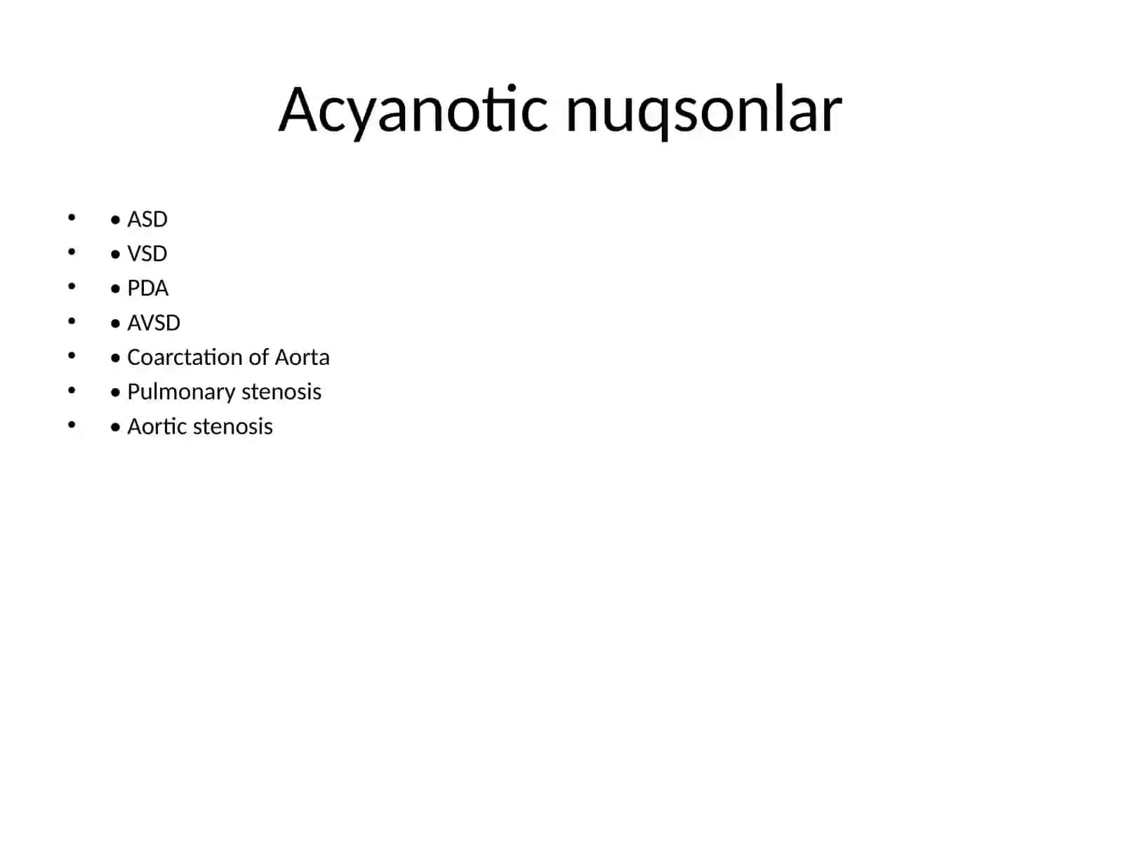 Tug'ma yurak nuqsonlari (acisuz va aciq nuqsonlari, sifatli nuqsonlari) 2