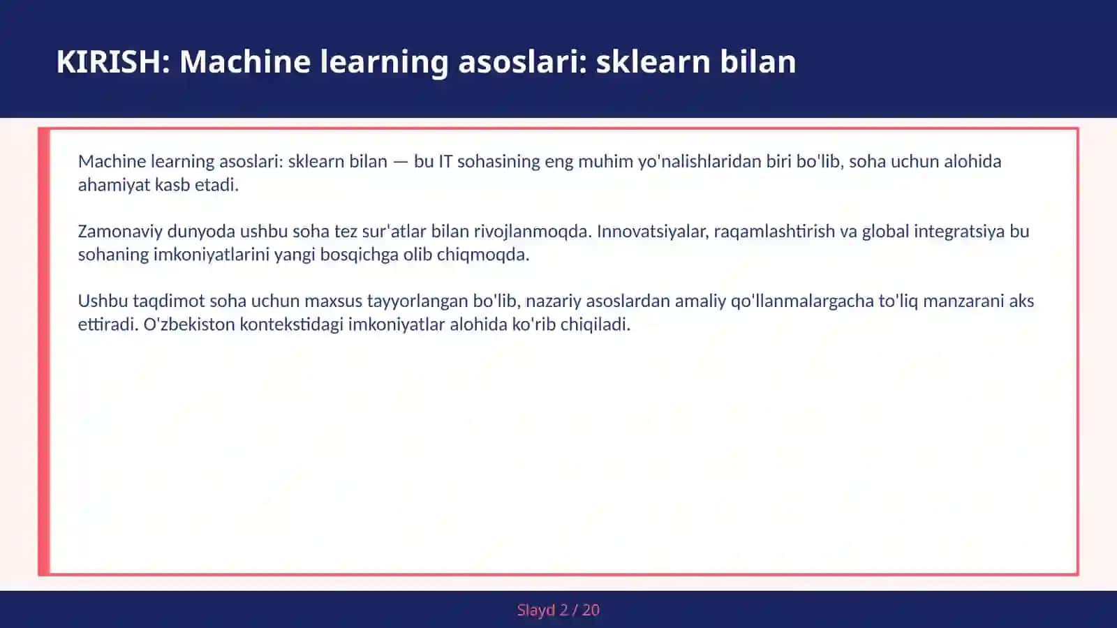 Machine learning asoslari: sklearn bilan 2
