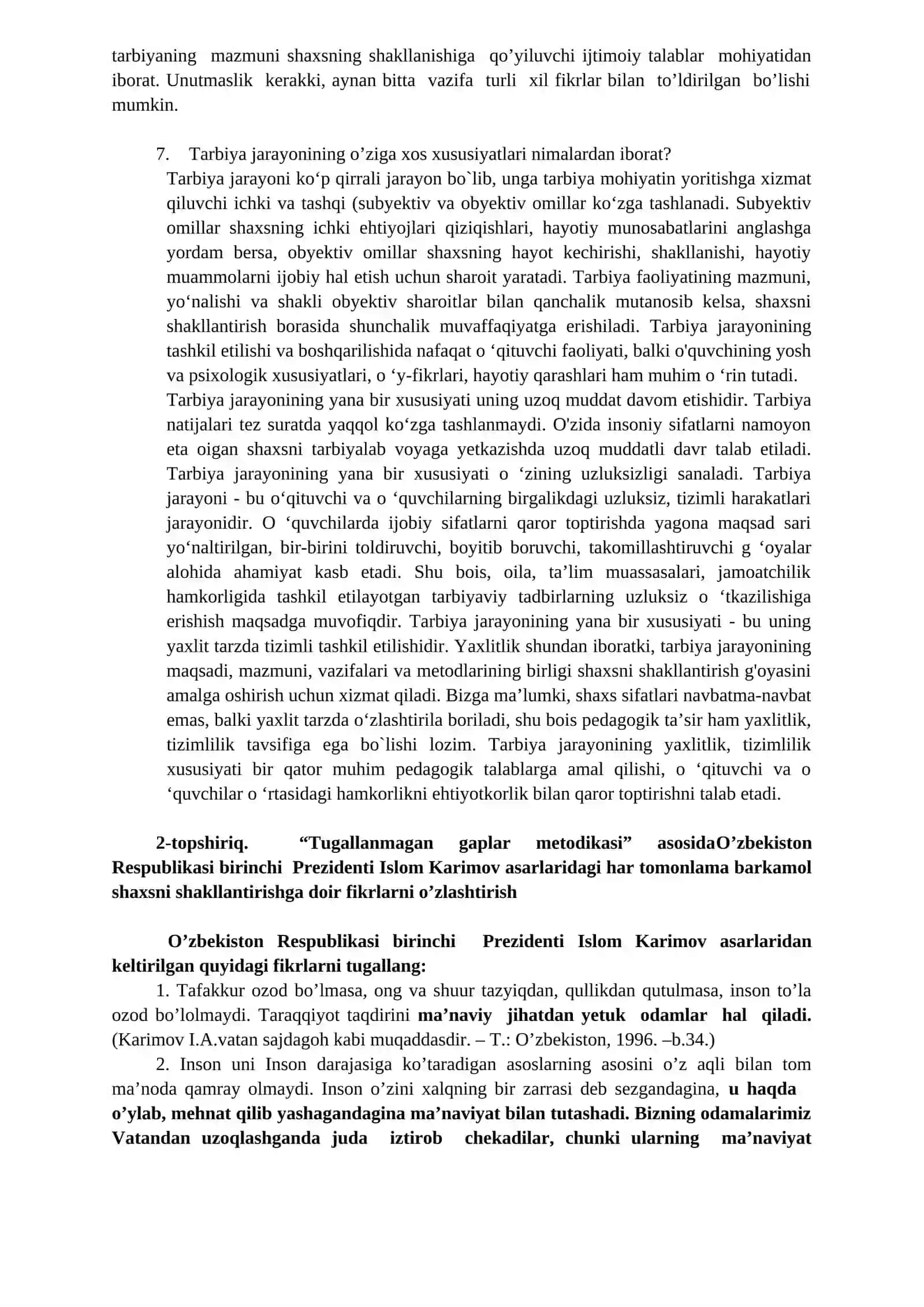 Har tomonlama barkamol shaxsni shakllantirish – milliy tarbiyaning bosh maqsadi 2