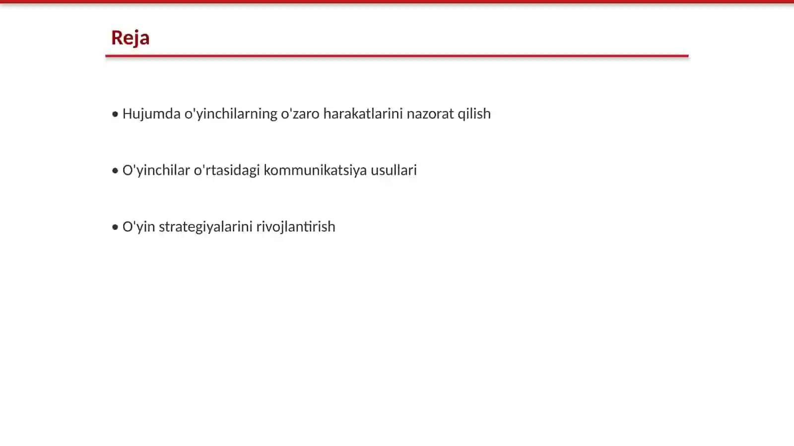 Hujumda o'yinchilarning o'zaro harakatlarini takomillashtirish 2
