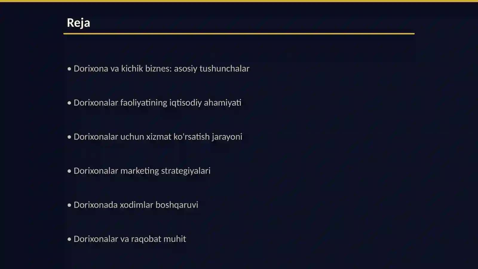 Kichik biznes korxonalarining faoliyat xususiyatlari(dorixona misolida) 2