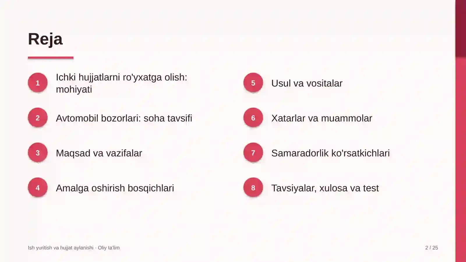 Avtomobil bozorlarida ichki hujjatlarni ro'yxatga olish 2