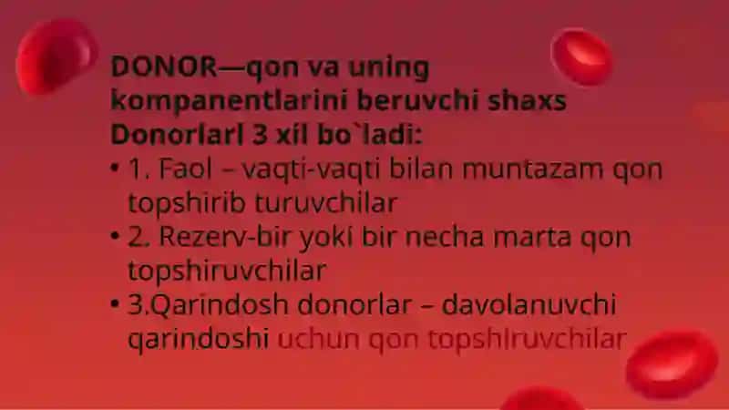 Donorlik ko’rsatmalari va qarshi ko’rsatmalar 2