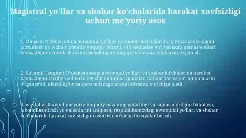 Avtomobil Yo‘llari Va Shahar Ko‘Chalarining Ko‘Tarilish Tushish Bo‘Yicha Harakat Xavfsizligi Qo‘Yilgan Me’Yoriy TalablarniO‘Rganish 2