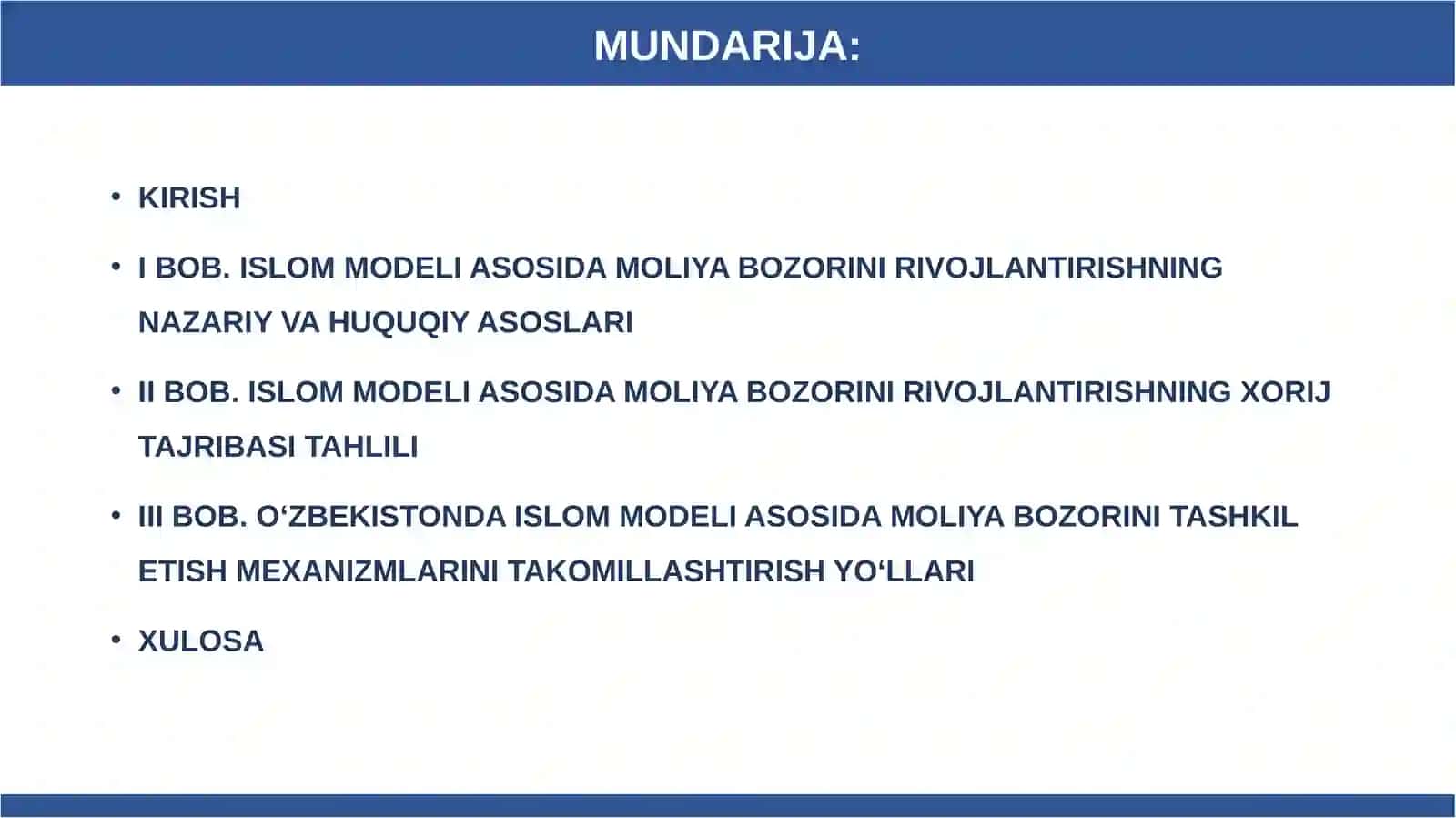 ISLOM MODELI ASOSIDA MOLIYA BOZORINI RIVOJLANTIRISH 2