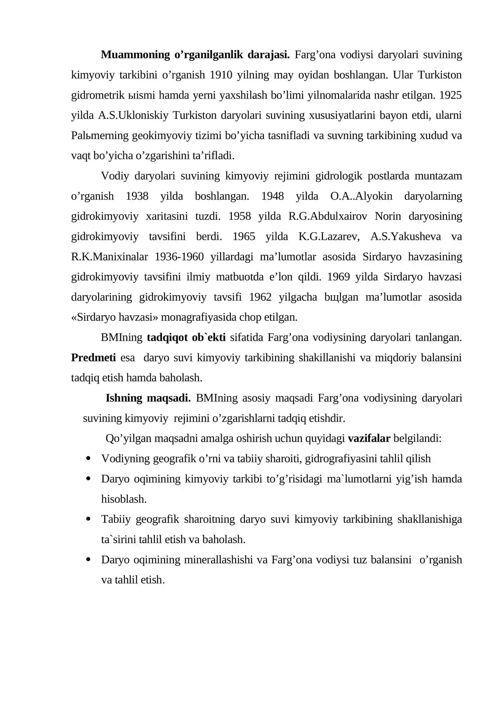 Farg’ona vodiysida suv resurslaridan foydalanishning muhimatini tadqiq etish 2