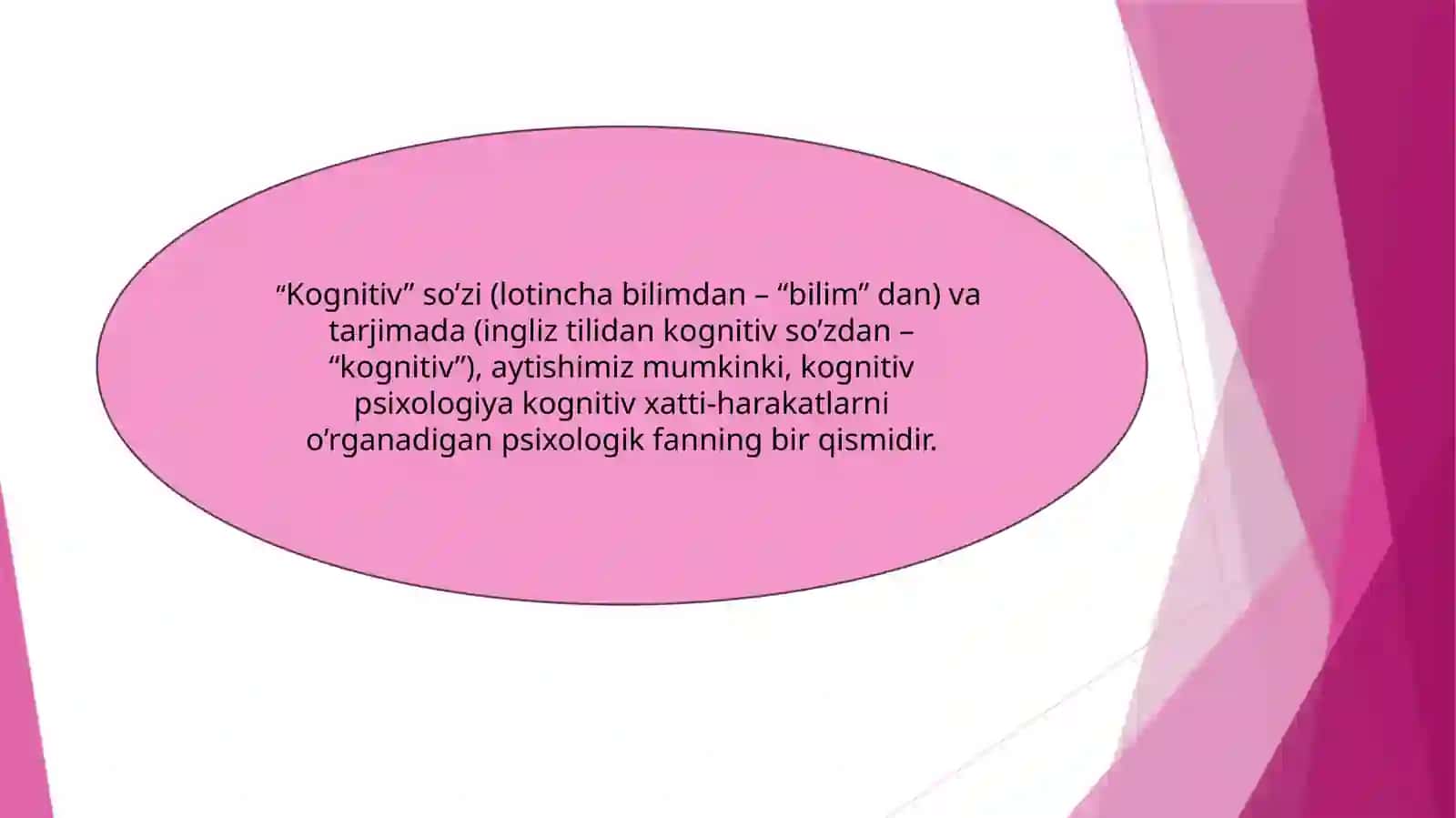 Kognitiv jarayonlarni shakillanishi va insonda aks ettirish darajalari. 2