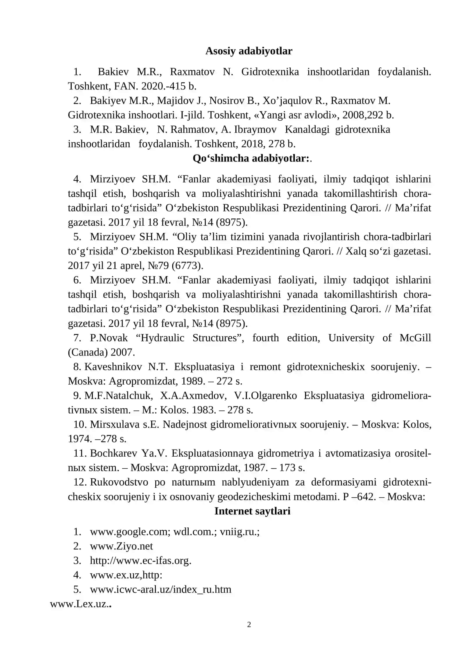 Gidrotexnika inshootlari 2