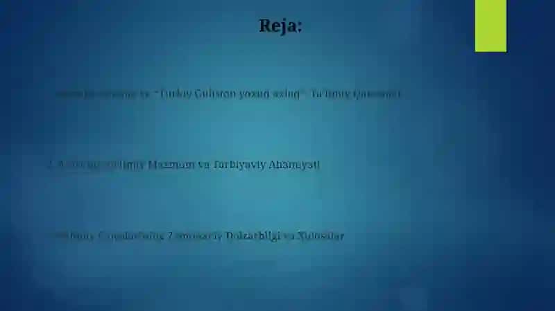 ABDULLA AVLONIYNING “TURKIY GULISTON YOXUD AXLOQ” ASARIDA TA’LIM-TARBIYA MASALASINING YORITILISHI 2