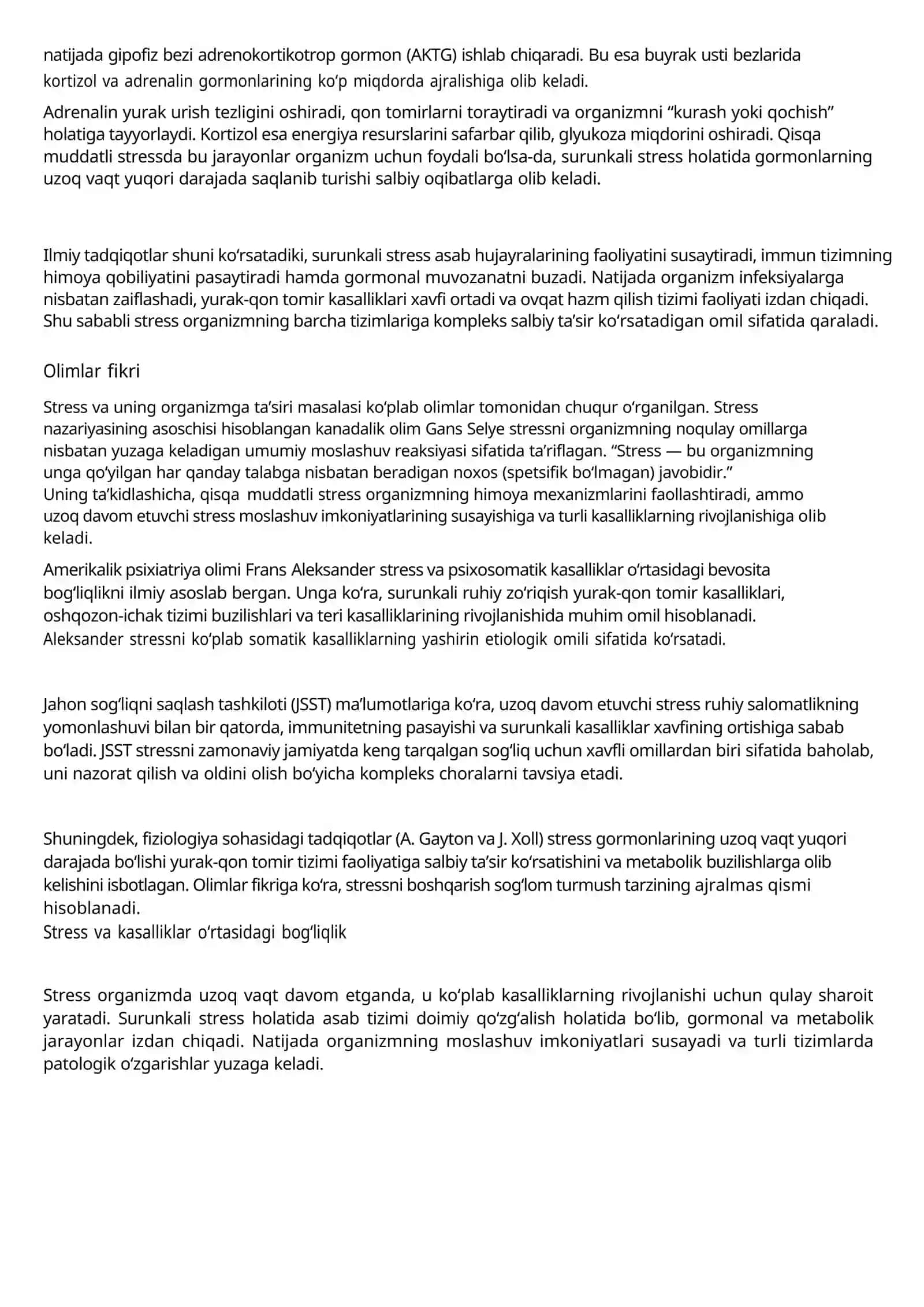 Qanday Stress va Kasalliklar Bog'liqlik? 2