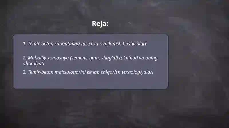 Temir-beton sanoatining rivojlanishi 2