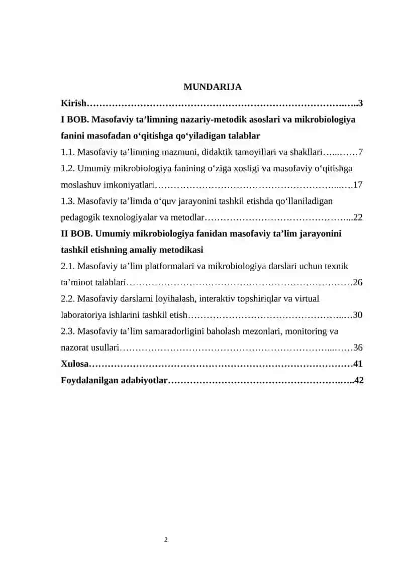 Umumiy mikrobiologiya fanidan masofaviy ta’lim jarayonini tashkil etish metodikasi 2
