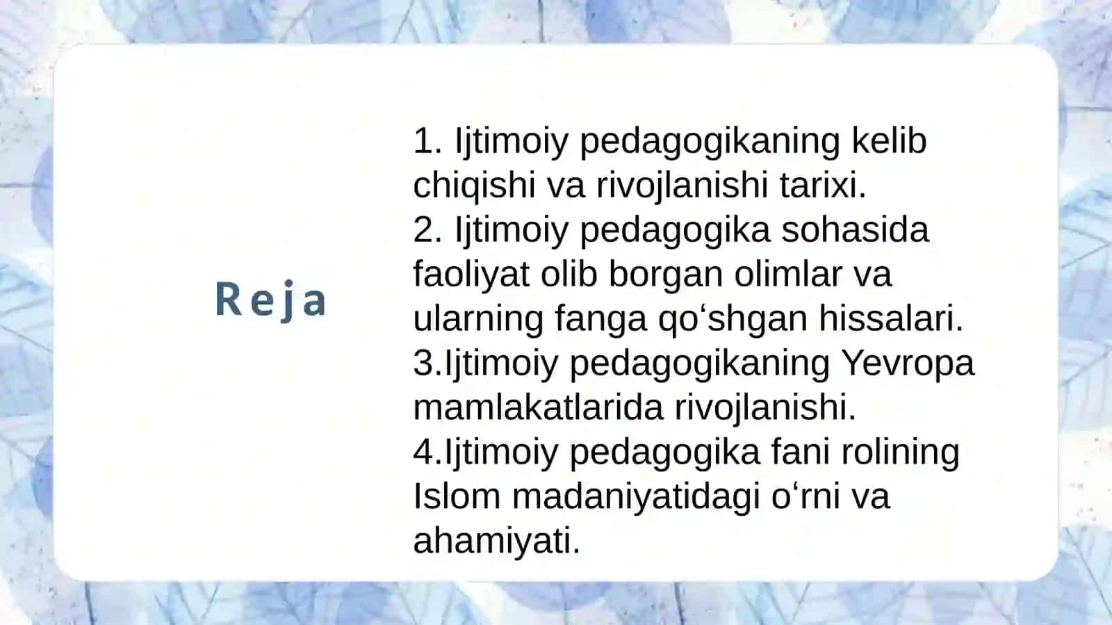 IJtimoiy pedagogika fanidan kurs ishi 2