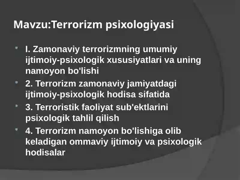 Terrorizm psixologiyasi 2