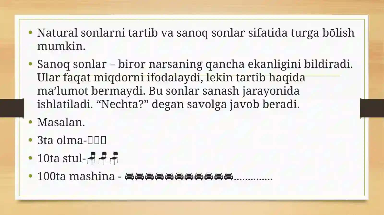 Tartib va sanoq natural sonlari 2