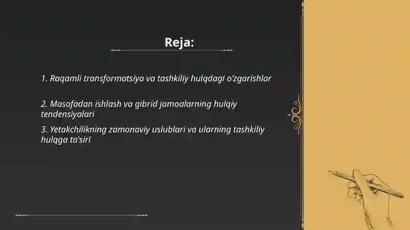 Tashkiliy hulqning zamonaviy tendensiyalari va istiqbollari 2