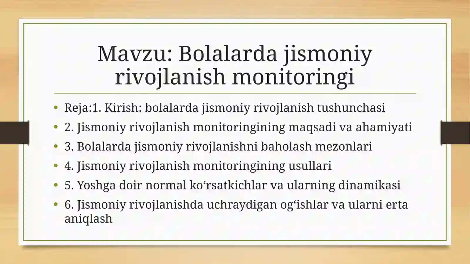 Bolalarda jismoniy rivojlanish monitoringgi 2