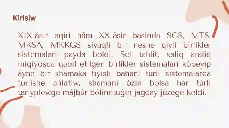 Shamalardıń xalıqaralıq birlikler sistemasi 2