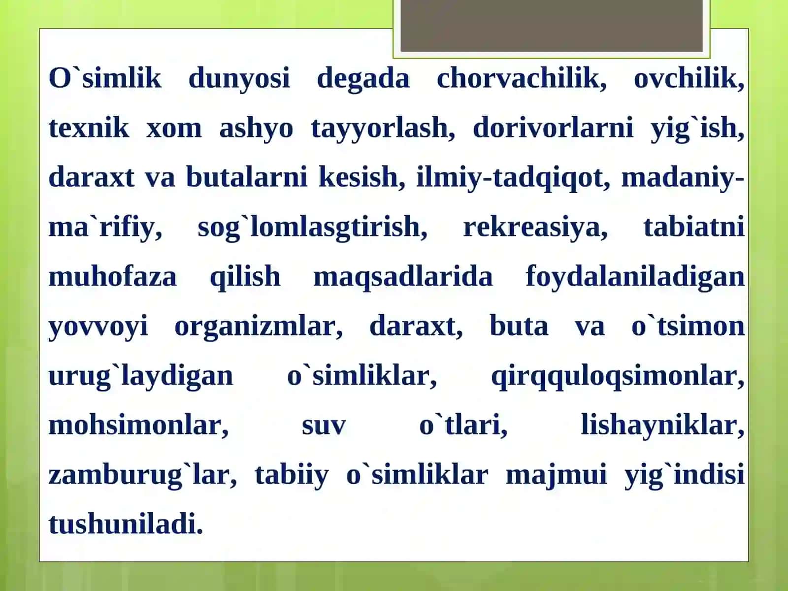 O’simliklar dunyosi va ularni hayot tarzi haqidagi bilimlarni bilib olish va tahlil qilish 2
