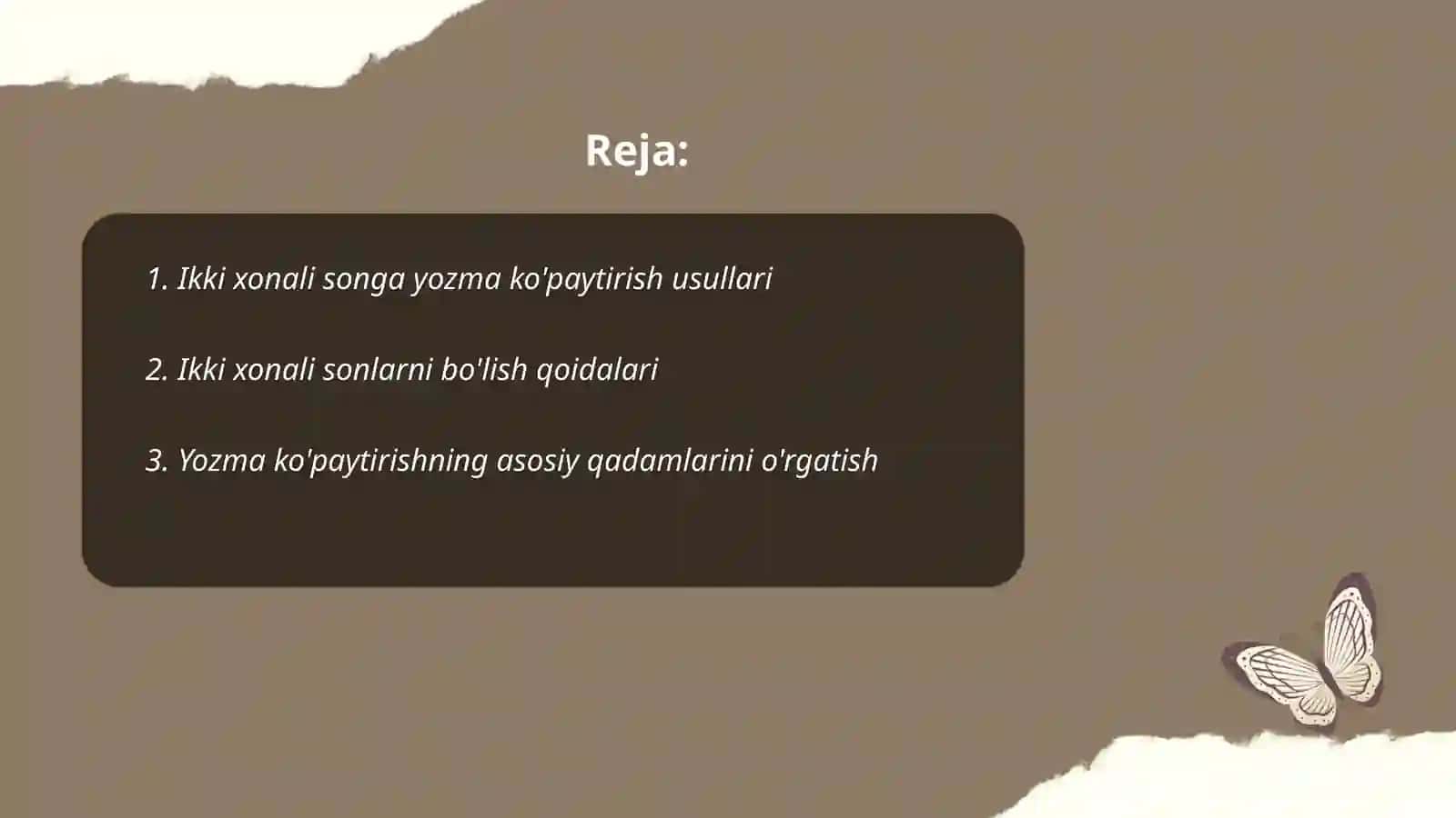 Ikki xonali songa yozma kòpaytirish va bòlishni òrgatishda tushunarlilik tamoyilining qòllanilishi 2