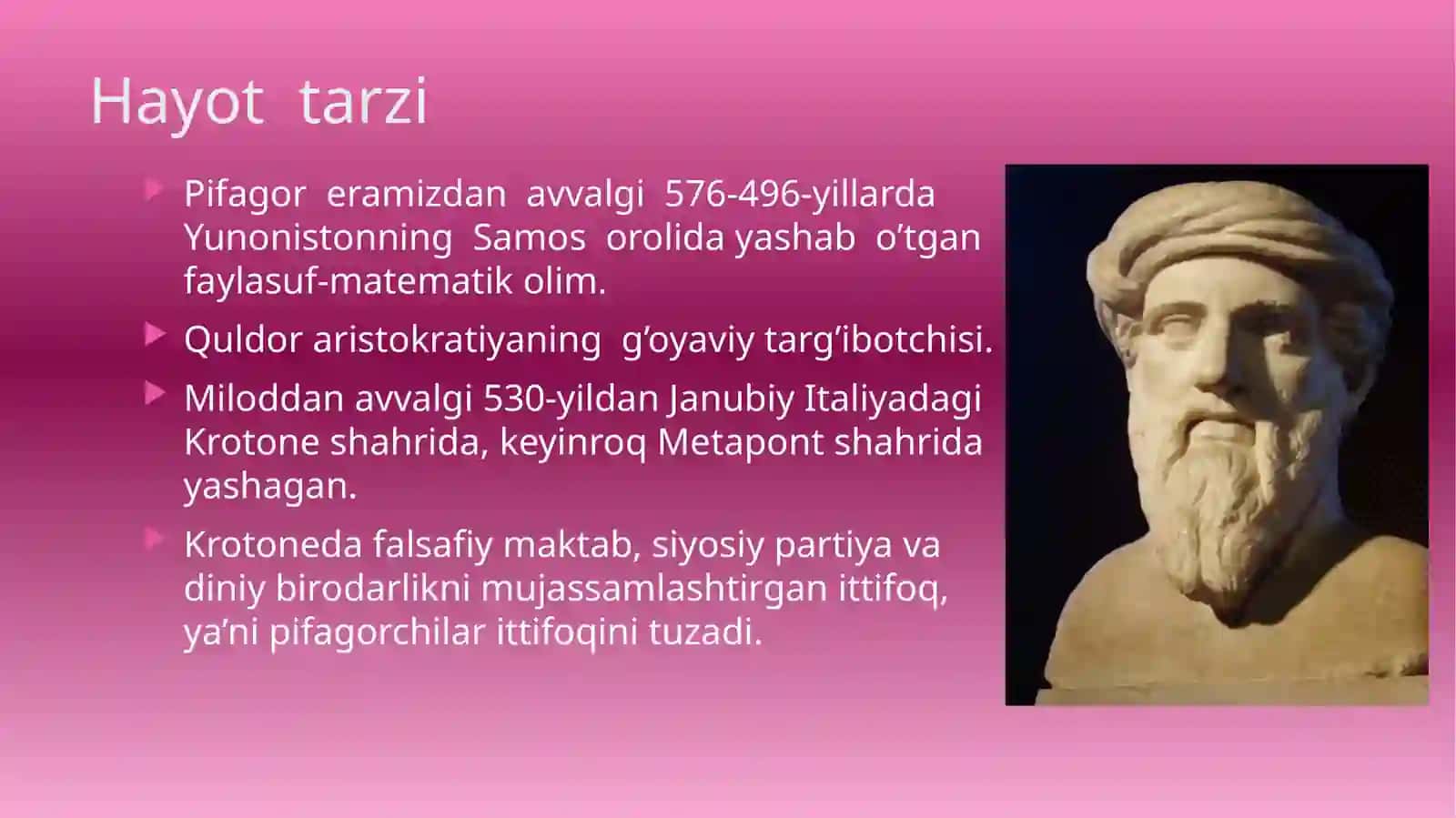 FALSAFADA  PIFAGORNING  O’RNI 2