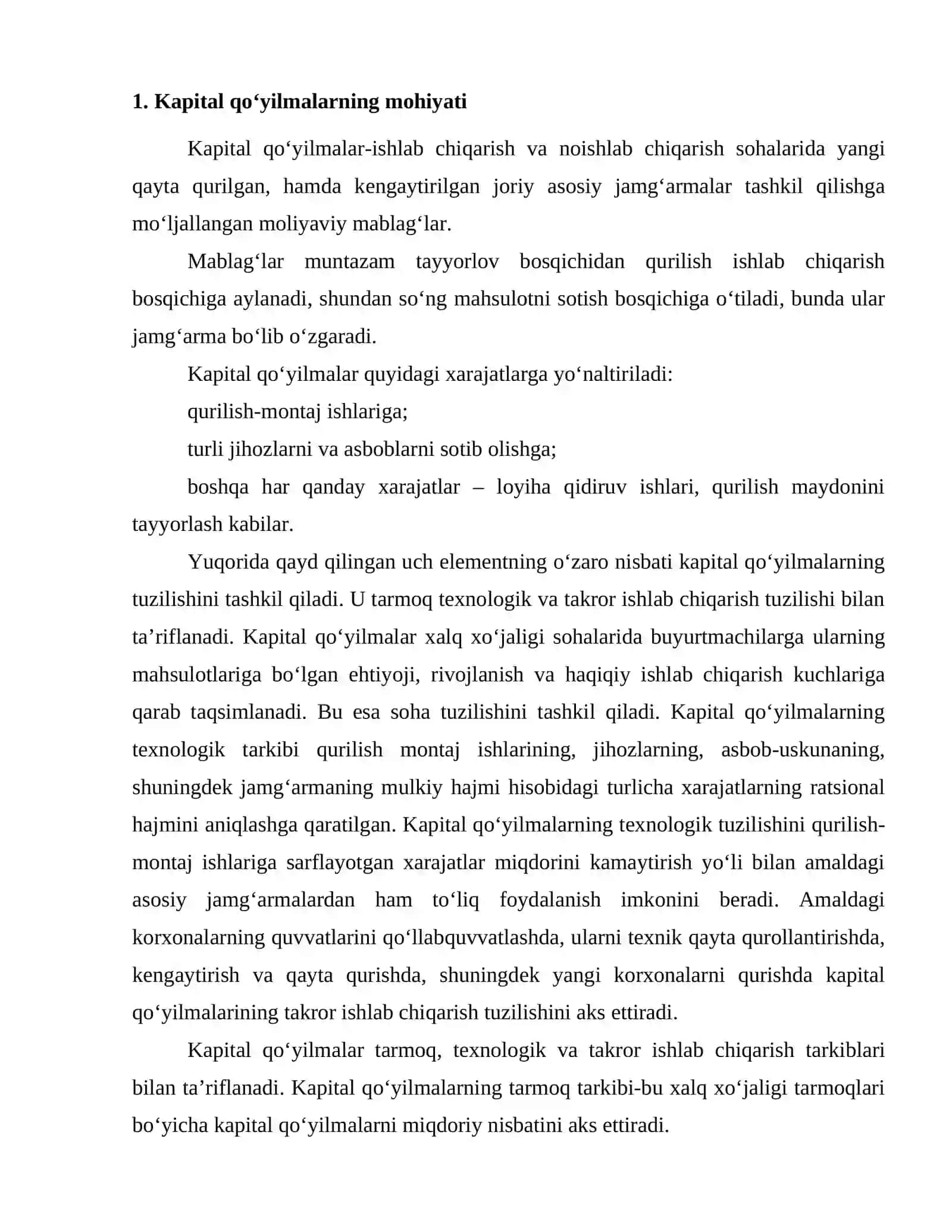 Kapital qoʻyilmalarning mohiyati va moliyaviy manbalari 2