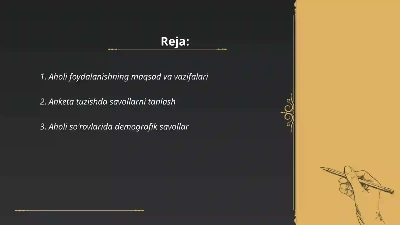 Aholi foydalanishni órganishda anketalar tuzish 2