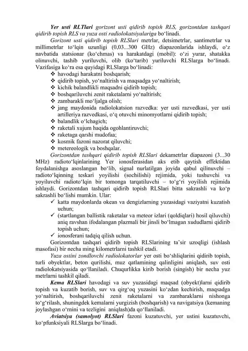 Radiolokatsiya tizimlarining xarakteristikalari 2