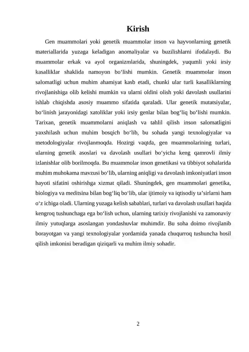 Genetik muammolar va ularning turlari asoslari 2