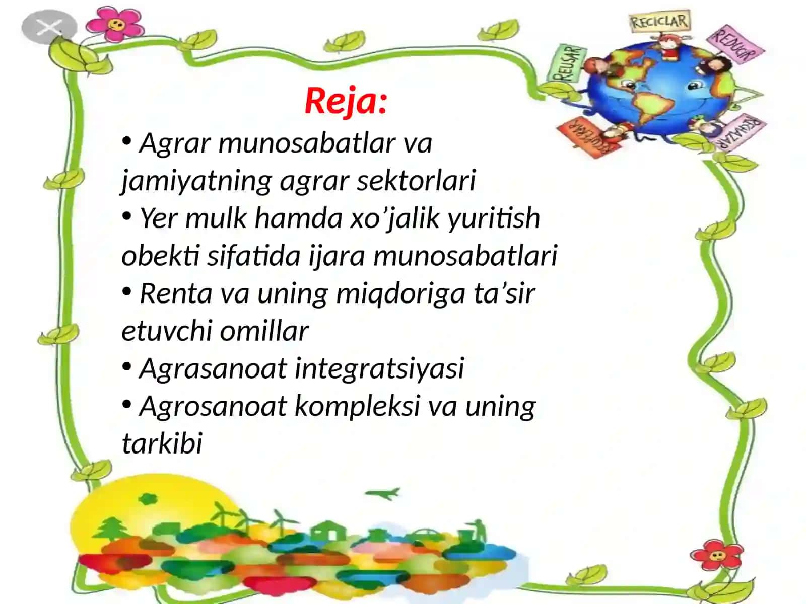 Agrar munosabatlar. 2