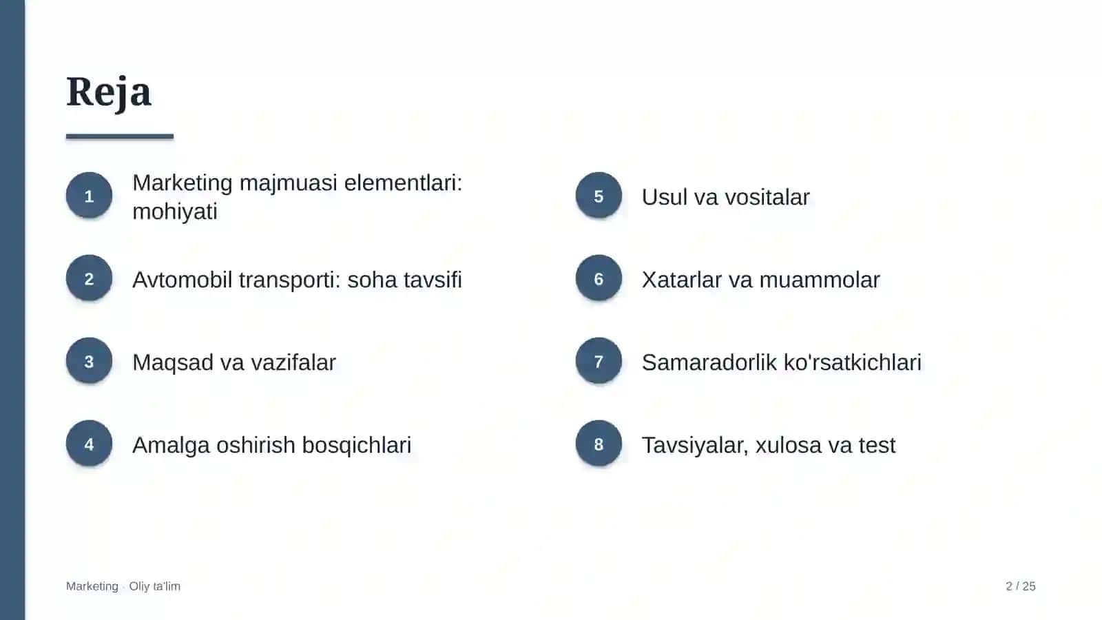 Avtomobil transportida marketing majmuasi elementlari 2