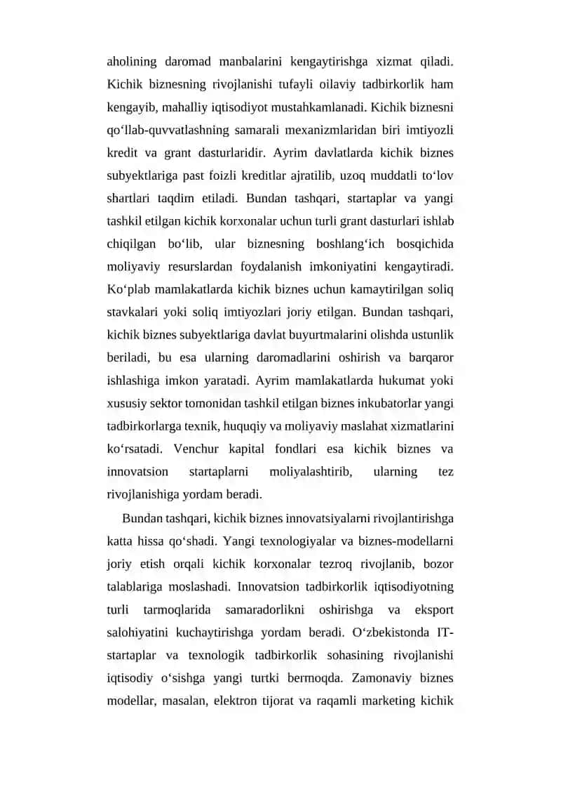 Kichik biznes va tadbirkorlikning iqtisodiy o‘sishga ta’siri 2