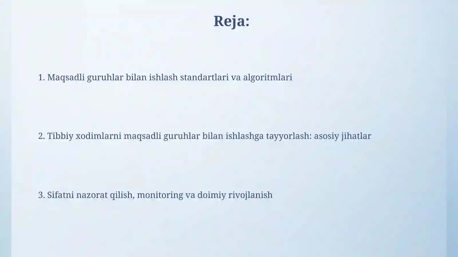 Tibbiyot xodimlarning maqsadli guruhlarda ish olib borish standartlari va algoritmlari 2