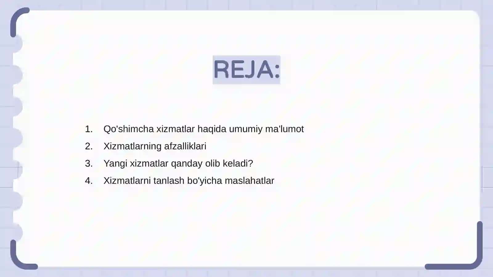 Qo'shimcha xizmatlar 2