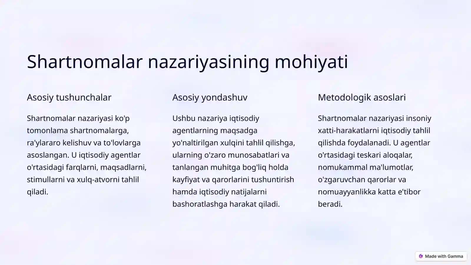 Shartnomalar nazariyasi 2