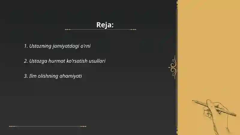 Ustozga ehtirom va ilm olish odoblari 2