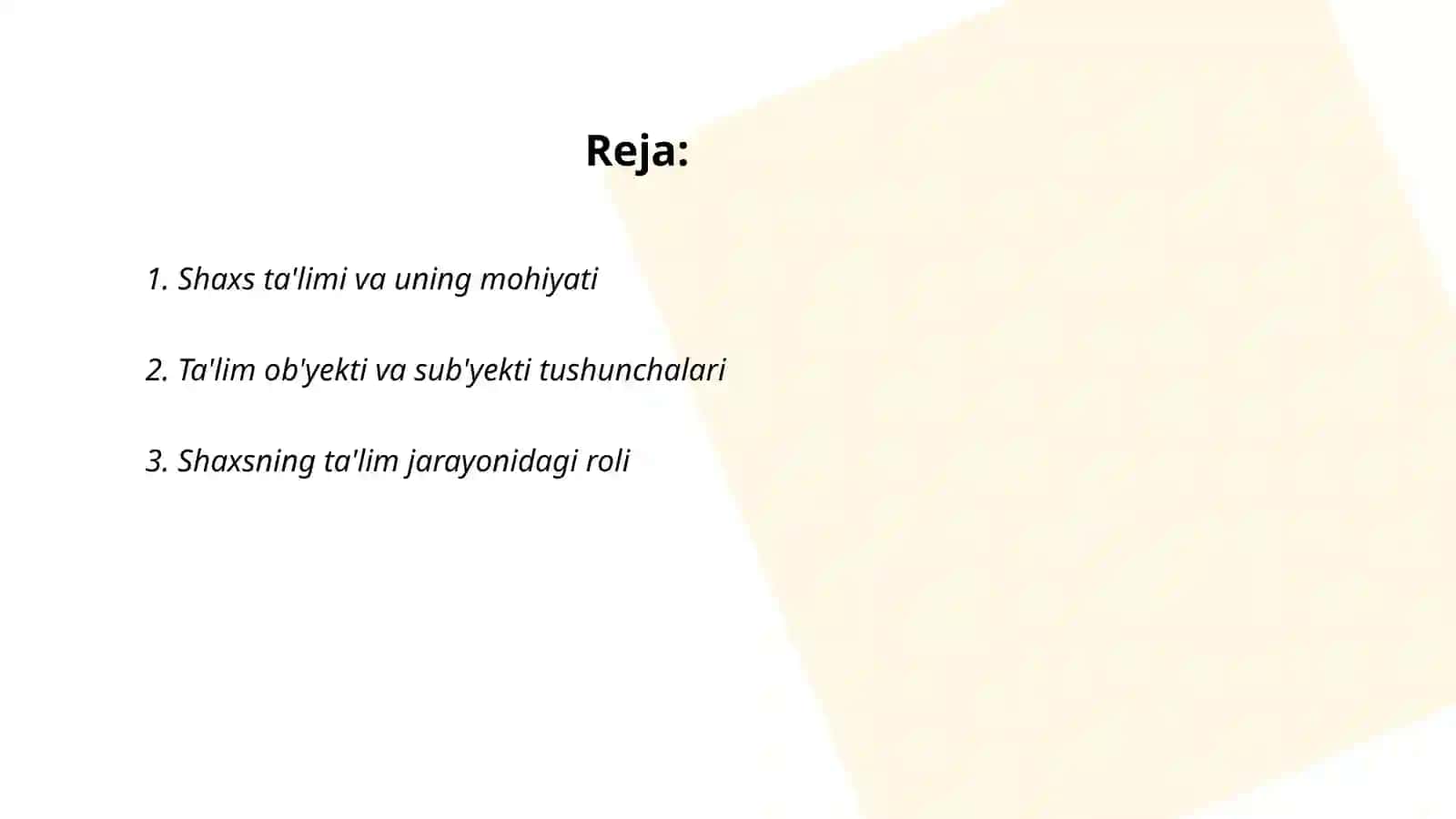 Shaxs ta'lim ob'yekti va sub'yekti sifatida, uning shakllanish va rivojlanish omillari 2