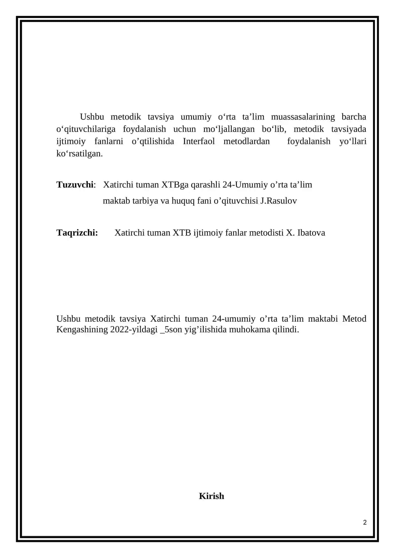 8-sinf Huquqshunoslik fanidan O'zbekiston Respublikasi Prezidenti dars ishlanma 2