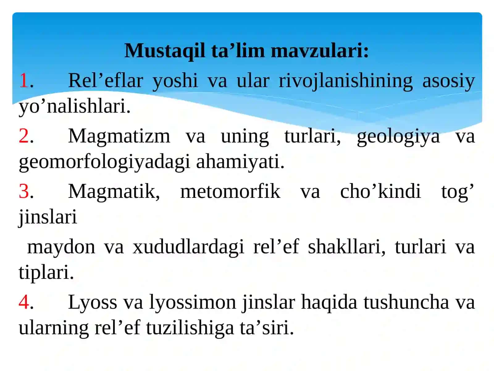 Relʼeflaryoshi va ular rivojlanishining asosiy yoʼnalishlari 2