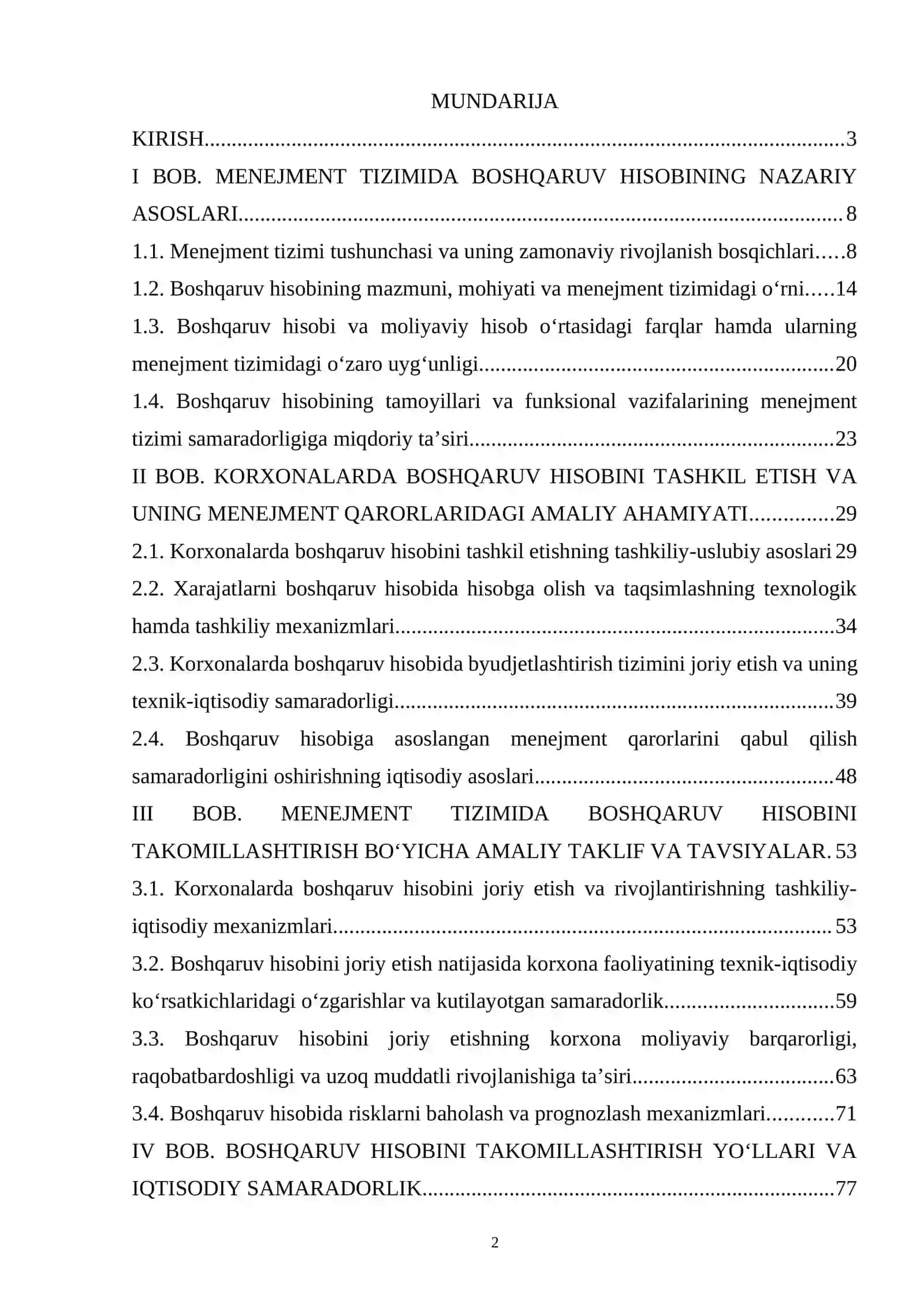 MENEJMENT TIZIMIDA BOSHQARUV HISOBI 2