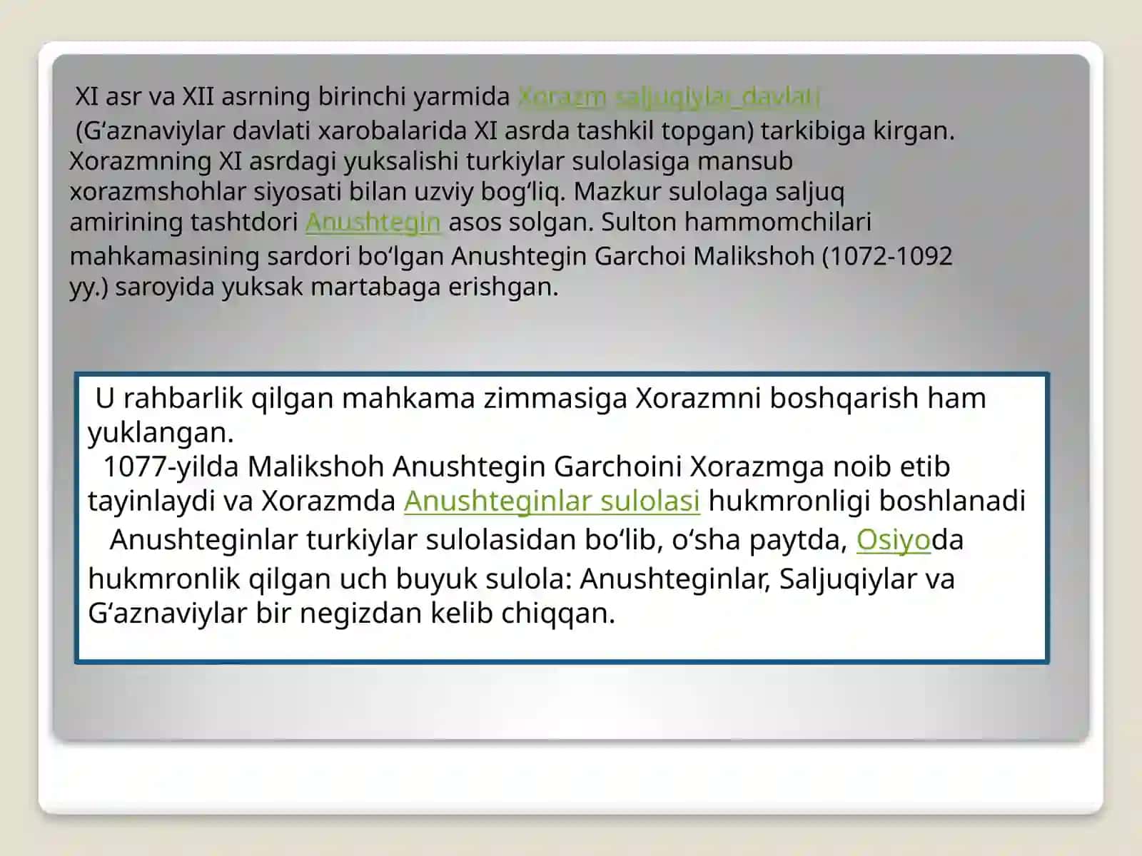 Xorazmshohlar davlati va uning yuksalishi 2