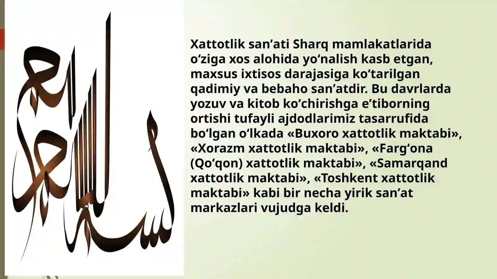 Tarixiy davrlarda xattotlik maktabi va an’analari 2