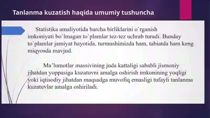 Tanlanma kuzatish 2