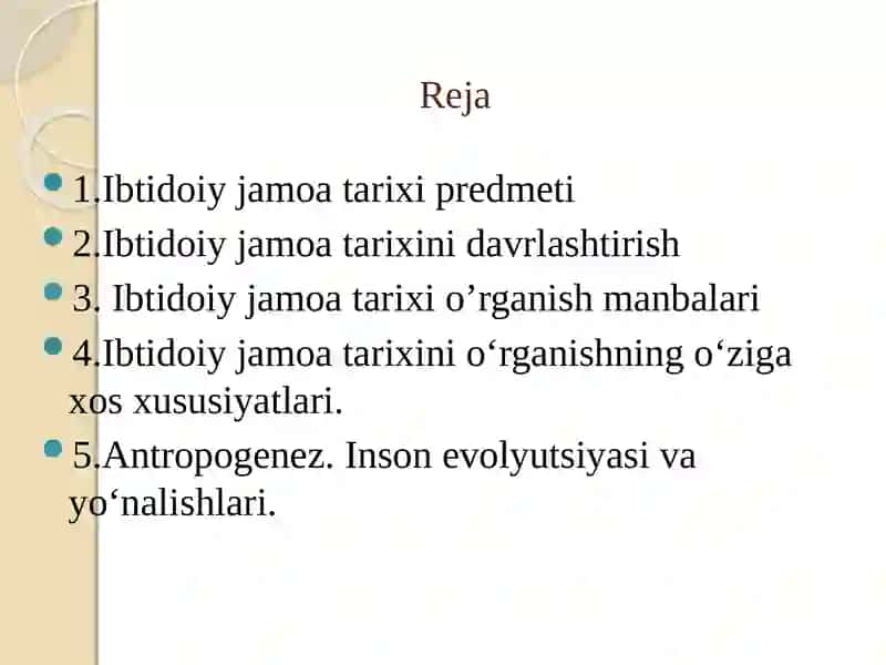 Ibtidoiy jamoa tarixiga kirish 2