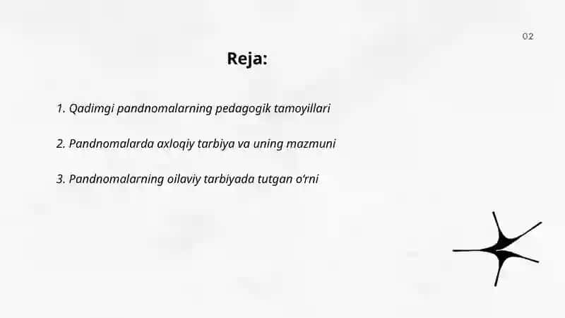 Qadimgi pandnomalarning ta'lim tarbiyaviy ahamiyati 2